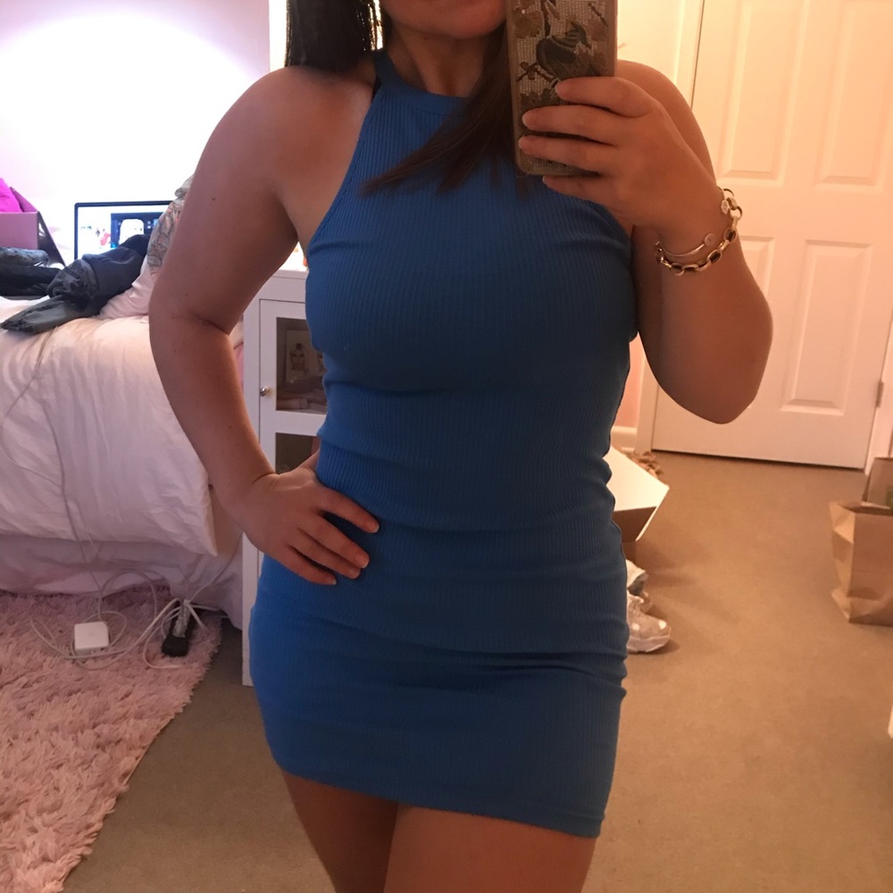 Forever 21 blue ribbed bodycon dress